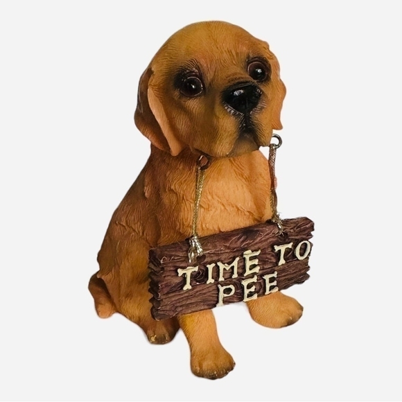 Dog Mate Cute Puppy Figurine Time To Pee Dog Statue Labrador Dog Sculpture - Picture 2 of 5